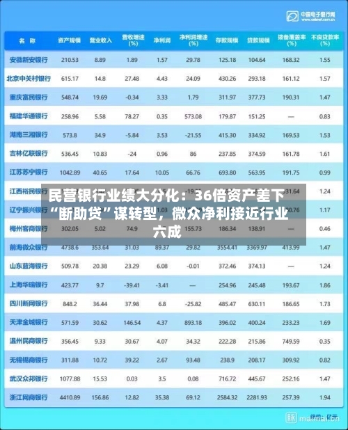 民营银行业绩大分化：36倍资产差下“断助贷	”谋转型	，微众净利接近行业六成-第2张图片