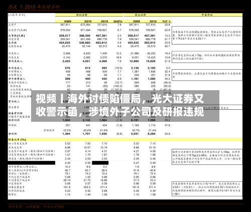 视频丨海外讨债陷僵局,光大证券又收警示函,涉境外子公司及研报违规